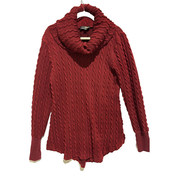 Suzanne Betro Burgundy Waffle Knit Roll neck Oversized Sweater sz M lagenlook - Picture 1 of 11